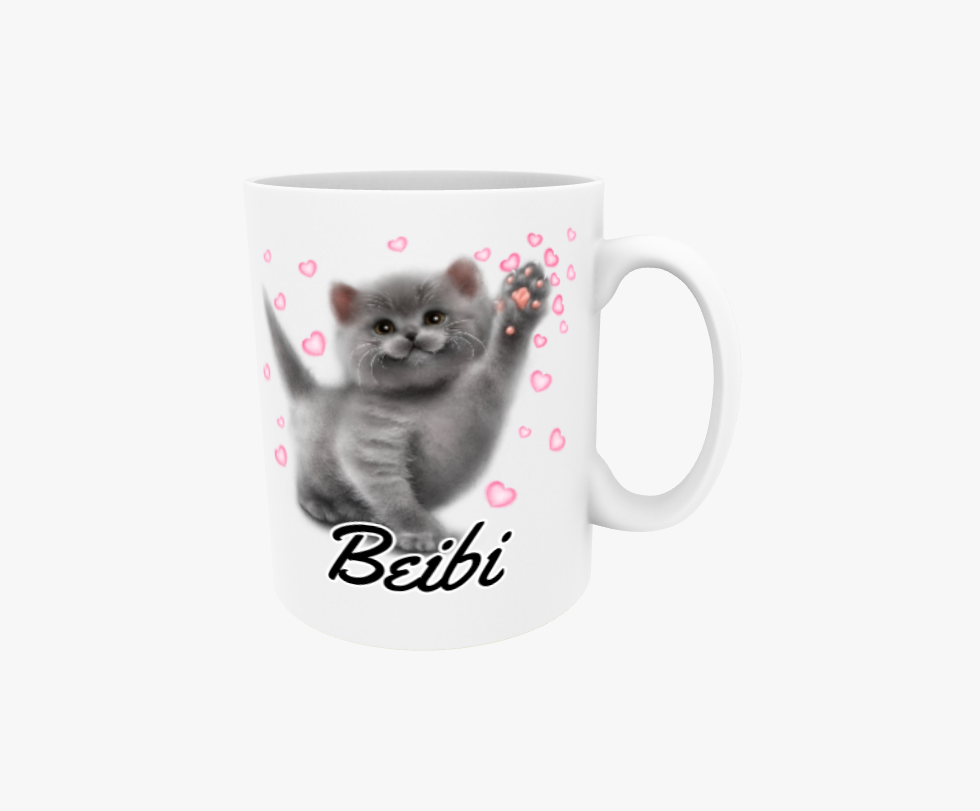 Beibi / Scottish Fold Kissanpentu ja Sydämmet -Tekstimuki